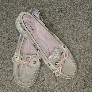 Sperry Top Sider Women's Leather Boat Shoes, Sz 7.5, Pink/ Khaki